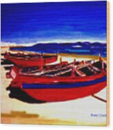 Red Boats Wood Print