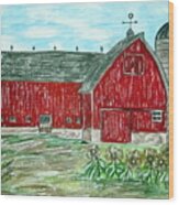 Red Country Barn Wood Print