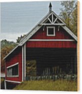 Red Covered Bridge Wood Print