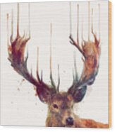 Red Deer Wood Print