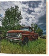 Red Ford Truck Wood Print