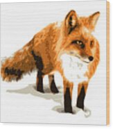 Red Fox In Winter Wood Print