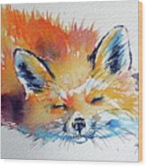 Red Fox Sleeping Wood Print