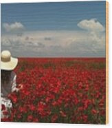Red Poppies And Lady Wood Print