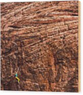 Red Rock Climber Wood Print