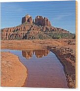 Red Rock Reflection Wood Print