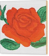 Red Rose, Painting Wood Print