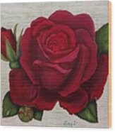 Red Rose Wood Print