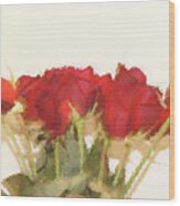 Red Roses Under Glass Wood Print