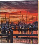 Red Sky At Night, Shrimpers Delight Wood Print