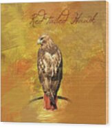 Red-tailed Hawk Watercolor Photo Wood Print