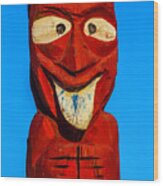 Red Totem Pole Wood Print