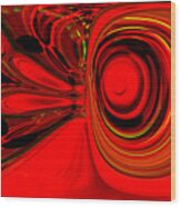 Red Whirls Abstract Wood Print