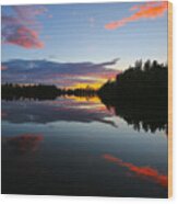 Reflection Lake Alaska Sunset Wood Print