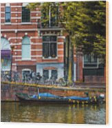 Reflections In Amsterdam Wood Print