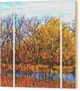 Reflections Of Autumnal Echoes - Triptych Wood Print