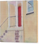 Red Door - Baltimore Wood Print