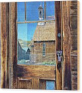 Reflections Of The Bodie Church Wood Print