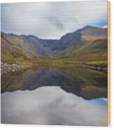 Reflections Of The Macgillycuddy's Reeks In Lough Eagher Wood Print