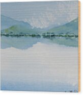 Reflections Of The Skies And Mountains Surrounding Bathurst Harbour Wood Print