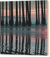 Reflections Under The Pier - Pismo Beach California Wood Print