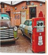 Refueling On Route 66 Wood Print