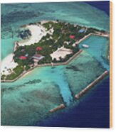 Resort In The Ocean 2. Aerial Journey Around Maldives Wood Print