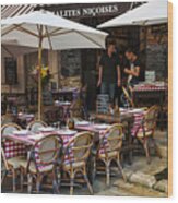 Restaurant On Rue Pairoliere In Nice Wood Print
