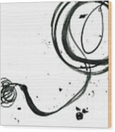 Resurface - Revolving Life Collection - Modern Abstract Black Ink Artwork Wood Print