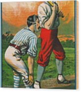 Retro Baseball Game Ad 1885 C Crop Wood Print