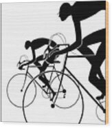 Retro Bicycle Silhouettes 2 1986 Wood Print