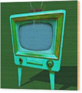 Retro Television With Rabbit Ears 20150905 Yp128 Wood Print