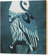 Retrospect In The Moonlight Owl Wood Print