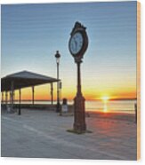 Revere Beach Clock At Sunrise Revere Ma Wood Print
