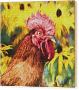 Rhode Island Red Rooster Wood Print