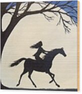 Ride Like The Wind  - Silhouette Girl Riding Horse Wood Print