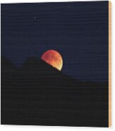 Blood Moon Rising Wood Print