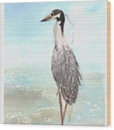 River Heron Wood Print