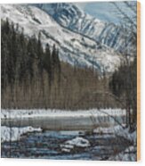 River To Peaks Glacier National Park Wood Print