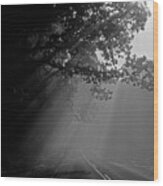 Road With Early Morning Fog Wood Print