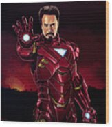 Robert Downey Jr. As Iron Man Wood Print