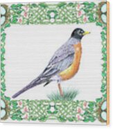 Robin In Spring Wood Print