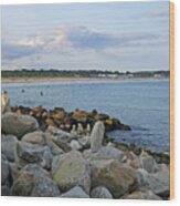 Rock Cairns Of Narragansett Beach Narragansett Ri Wood Print