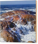 Rocks Awash Wood Print