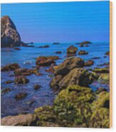 Rocky Picific Coast Waters Wood Print