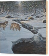 Rocky River Wolves Wood Print