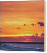 Romantic Sunset At The Cuban Beach Wood Print