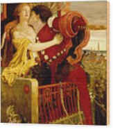 Romeo And Juliet Parting On The Balcony Wood Print