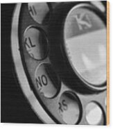 Rotary Dial In Black And White Wood Print