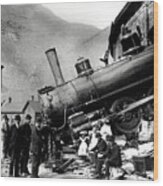 Roundhouse Locomotive Crash - Minturn - 1913 Wood Print